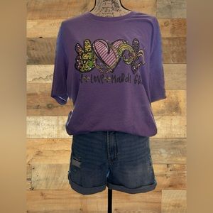 Peace Love Mardi Gras Tee